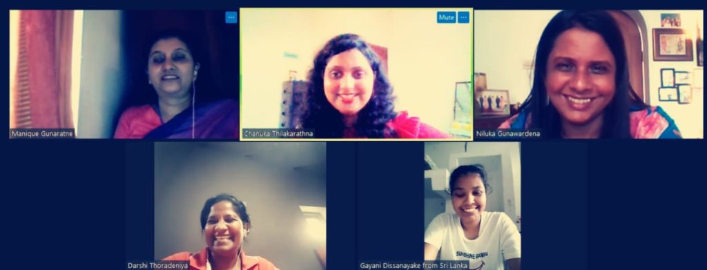 Webinar Screenshot (Ms. Manique, Ms. Chanuka Thilakarathna, Ms. Niluka Gunawardena, Ms. Darshi Thoradeniya & Ms. Gayani Dissanayake)